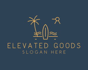 Minimalist Surfboard Island logo design