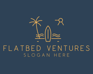 Minimalist Surfboard Island logo design