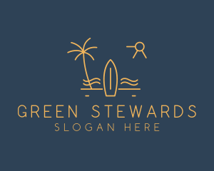 Minimalist Surfboard Island logo design