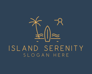 Minimalist Surfboard Island logo design