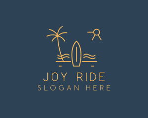 Minimalist Surfboard Island logo design