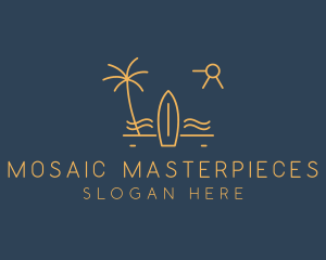 Minimalist Surfboard Island logo design