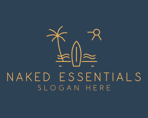 Minimalist Surfboard Island logo design