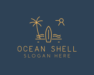 Minimalist Surfboard Island logo design