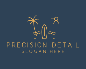 Minimalist Surfboard Island logo design