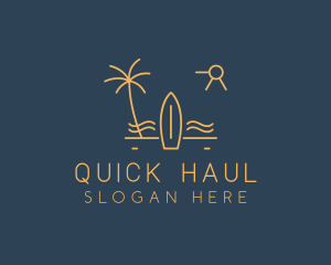 Minimalist Surfboard Island logo design