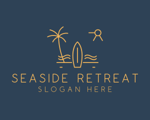 Minimalist Surfboard Island logo design