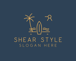 Minimalist Surfboard Island logo design