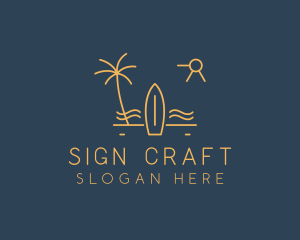 Minimalist Surfboard Island logo design