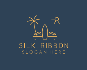 Minimalist Surfboard Island logo design