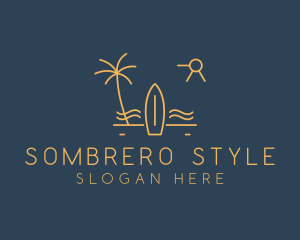 Minimalist Surfboard Island logo design