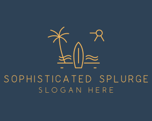 Minimalist Surfboard Island logo design