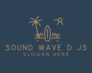 Minimalist Surfboard Island logo design