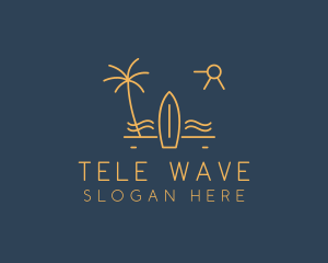 Minimalist Surfboard Island logo design