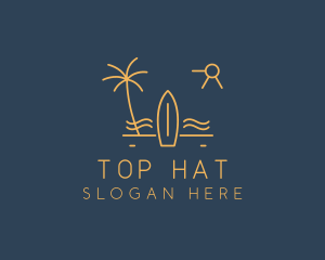 Minimalist Surfboard Island logo design