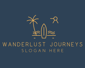 Minimalist Surfboard Island logo design