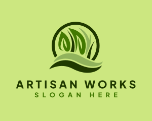 Grass Leaf Landscape logo design