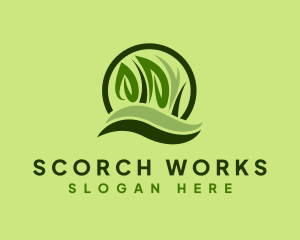 Grass Leaf Landscape logo design