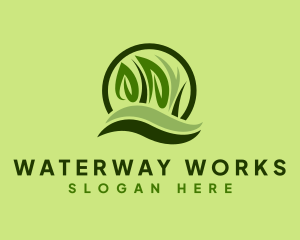 Grass Leaf Landscape logo design