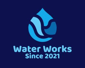 Blue Water Droplet logo design