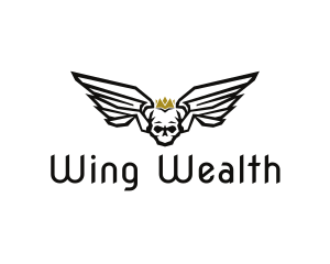 Crown Skull Wings logo design