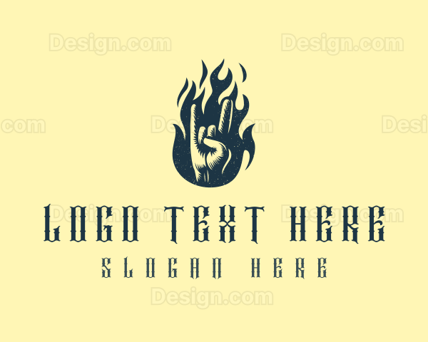 Rock Hand Flame Band Logo