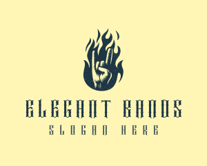 Rock Hand Flame Band logo design