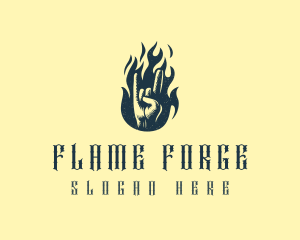 Rock Hand Flame Band logo design