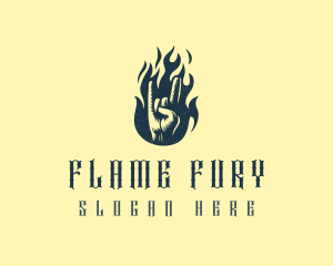 Rock Hand Flame Band logo design