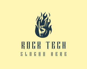 Rock Hand Flame Band logo design