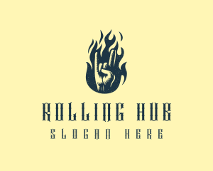 Rock Hand Flame Band logo design