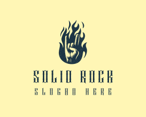 Rock Hand Flame Band logo design