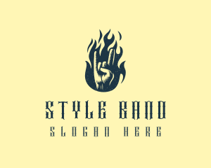 Rock Hand Flame Band logo design