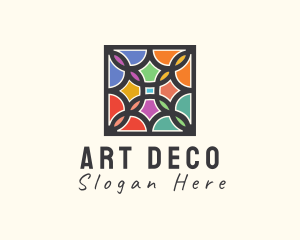 Stained Glass Art Square logo design