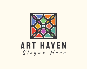 Stained Glass Art Square logo design