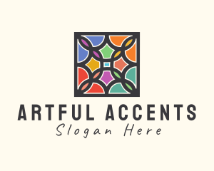 Stained Glass Art Square logo design