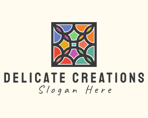 Stained Glass Art Square logo design