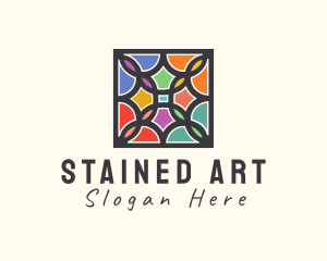 Stained Glass Art Square logo design