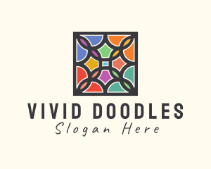 Stained Glass Art Square logo design