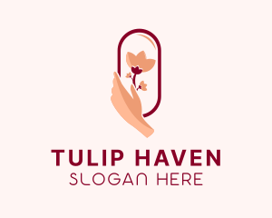 Tulip Floral Hands  logo design