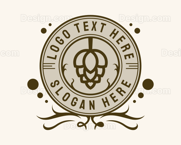 Beer Hops Bar Badge Logo