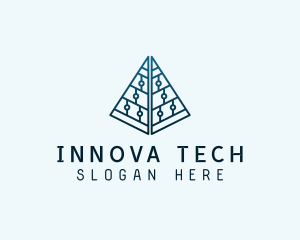 Tech Circuit Pyramid logo design