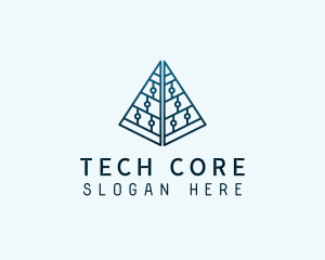 Tech Circuit Pyramid logo design