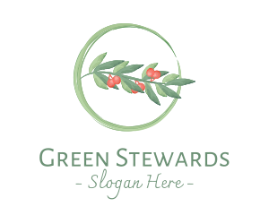 Watercolor Christmas Mistletoe logo design