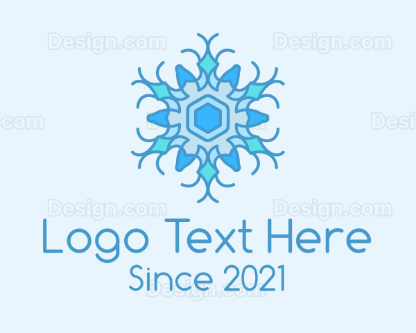 Blue Frozen Snowflake Logo