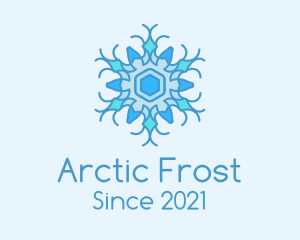 Blue Frozen Snowflake logo design