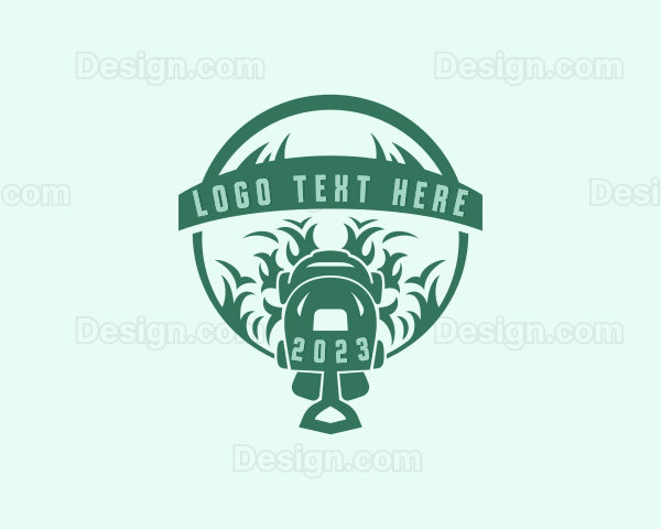 Gardener Lawn Mower Grass Cutting Logo