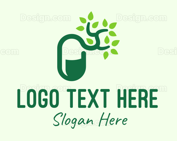 Green Organic Medicine Pill Logo