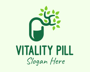 Green Organic Medicine Pill logo design