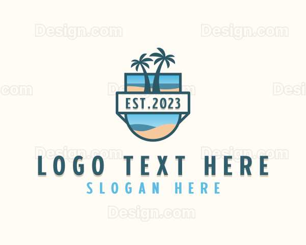 Summer Palm Tree Island Logo